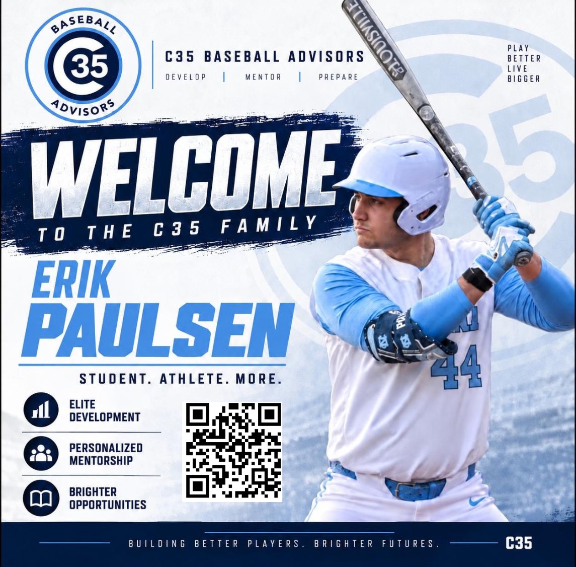 Erik_Paulsen44's tweet photo. Excited to join C35 Baseball Advisors⚾️ 

Ready to take your game to the next level? Join my College Mentorship Team for guidance and insight as you navigate your journey to college baseball.

Scan the QR code to sign up! @C35BsblAdvisors 

https://t.co/FwwnVmQQHi https://t.co/rPNzS62cG5