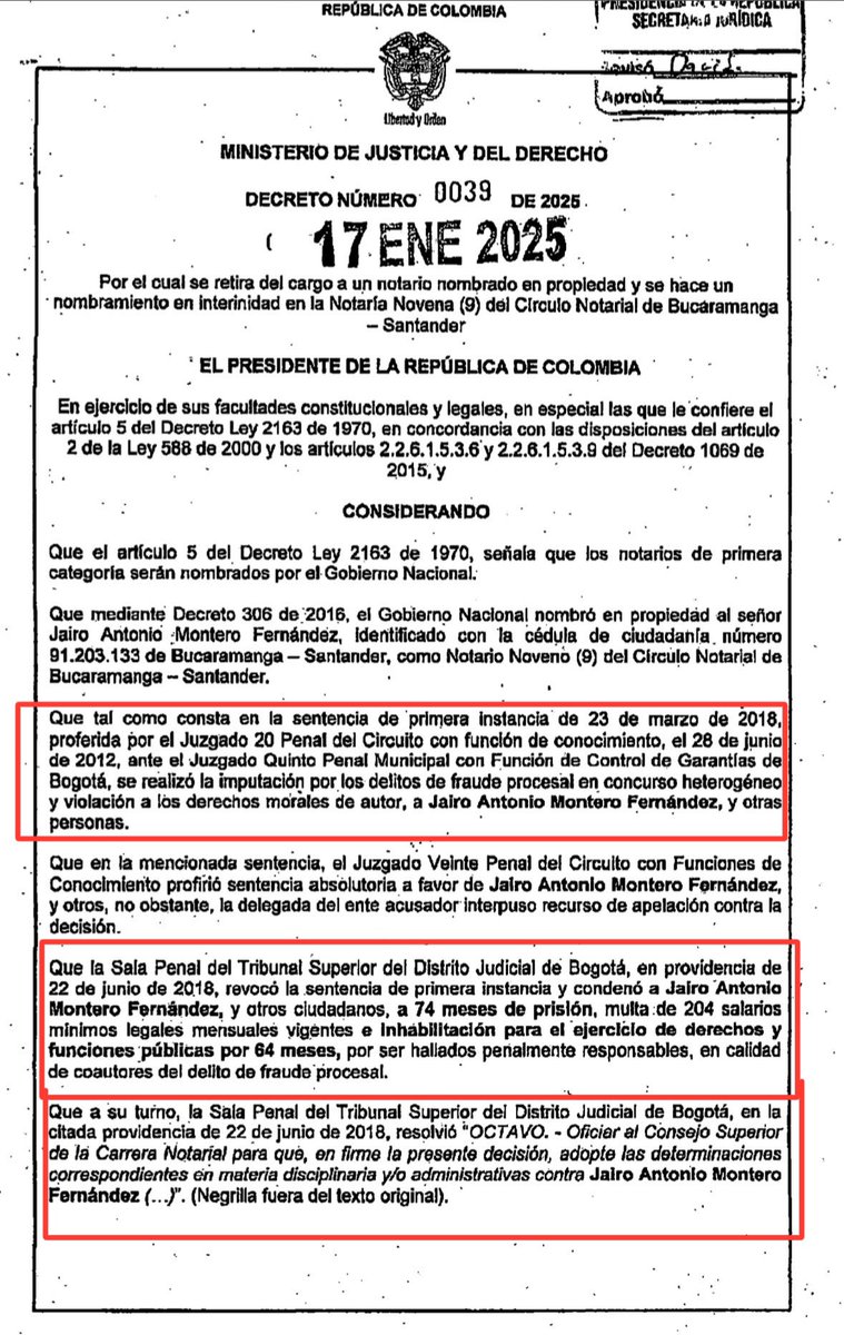 carlosbarajash's tweet photo. Condenado a 74 meses de prisión y aún le dicen buenos días señor notario… 

Solo pasa en Colombia: En la notaría novena de Bucaramanga, quien da la fe publica, está condenado a 74 meses de prisión y aún así ejerce sus funciones. 

Acaso la @Supernotariado complace 
que los actos de la notaría novena puedan estar viciados por inhabilidad de quien da la fe pública? 

Porqué si desde 2025 el @MinjusticiaCo declaró la vacante de la notaría novena de Bucaramanga, la super notariado permite la permanencia del notario condenado? 

Presidente @ABDELAESPRIELLA lo que pasa en la notaría novena de Bucaramanga lesiona el orden jurídico y constitucional y atenta contra la fe publica. Exija a la @Supernotariado el retiro inmediato del notario condenado y garantice el orden jurídico. 

El señor notario noveno quiso mantenerse a punta de tutelas y todas las ha perdido. Como le hacemos entender al notario y a la super notariado, que su cargo está vacante y que está inhabilitado para seguir ejerciendo? 

Bucaramanga no puede seguir con una notaría en manos de un notario condenado.