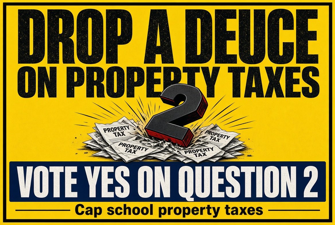 Osborne4NH's tweet photo. Thanks to Republicans, property taxes are on the ballot. Democrats opposed it and sued three times to prevent you from having your voice heard. 

Show Democrats who’s boss. Drop the Deuce on them and your property tax bill. https://t.co/aDTPWMAkND