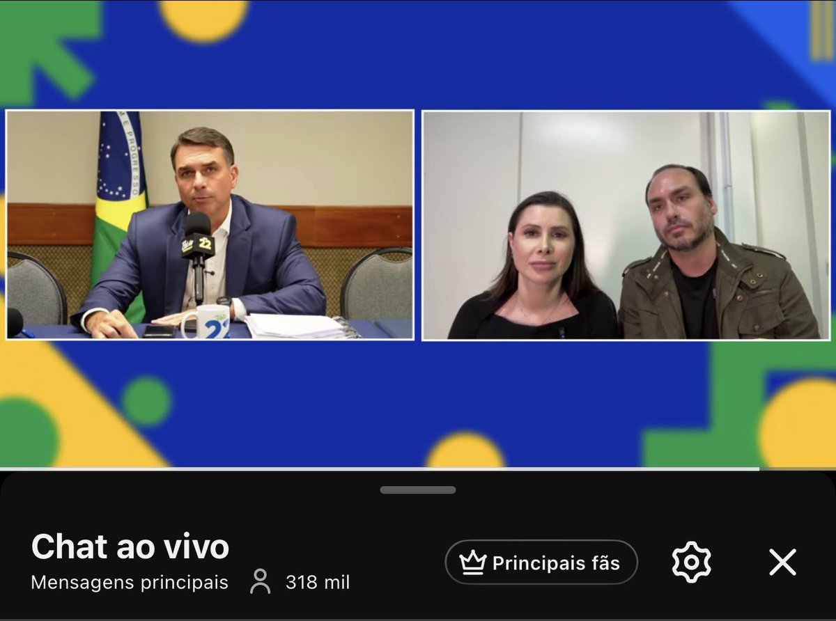 FlavioBolsonaro's tweet photo. 318 mil pessoas AO VIVO no YouTube!

Acompanhe: https://t.co/jRZ98iKy91 https://t.co/wslp5D40Mr