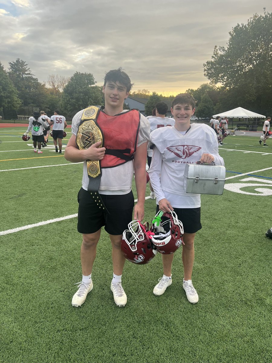 LoomisFootball's tweet photo. This week’s winners of the lunch box and the belt. @KadinMcCready and Bennett Koster attacked this week with tremendous effort and selflessness. https://t.co/pVJNXI9m6G