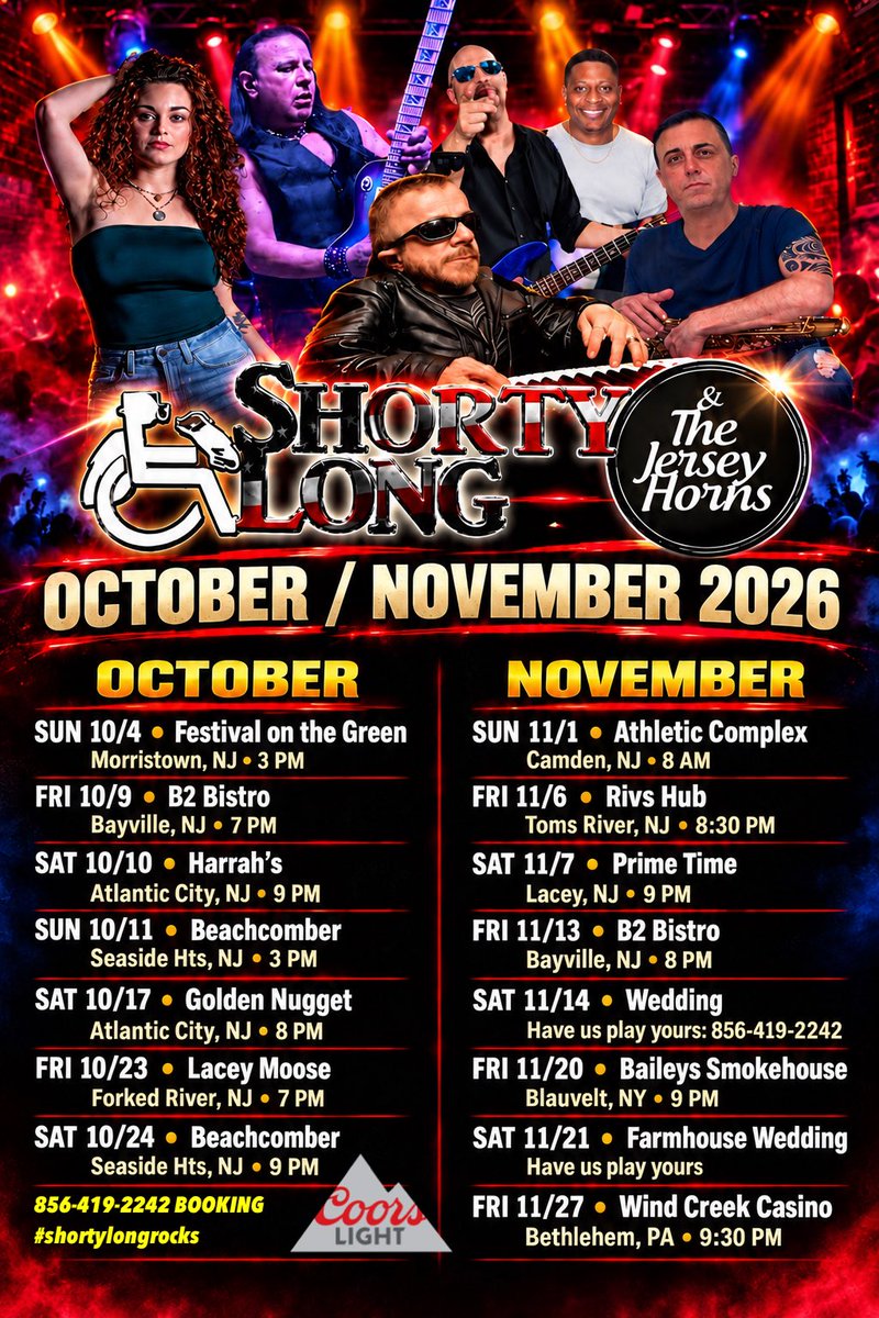 ShortyLongRocks's tweet photo. Here Is The @ShortyLongRocks Oct &amp; Nov schedule thanks @CoorsLight @ShorePointDist 
@BEACHCOMBERBAR @harrahsresort @goldennuggetac RIVS Tom’s River @baileysblauvelt B2 Bistro Bayville Nj https://t.co/SCkrcLrczm