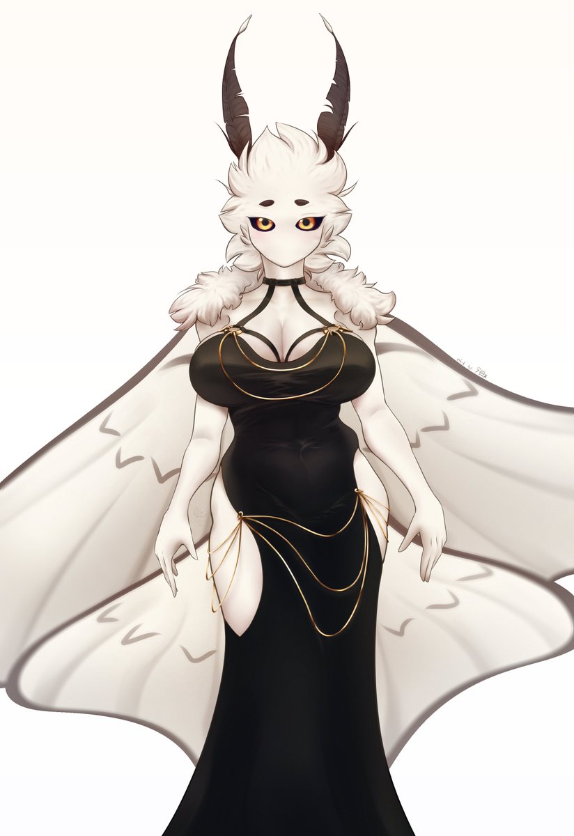 JustLisych's tweet photo. One of my favorite arts
Antsia, the moth mommy. Made in july 2025

Seemed to me like a fashion magazine photo when I made it. 

In fact the original character isn't such curvy, but I got a commission make her that like. She's hot, isn't she? 🔥
#digitalart #furryart https://t.co/gl213xFSuM