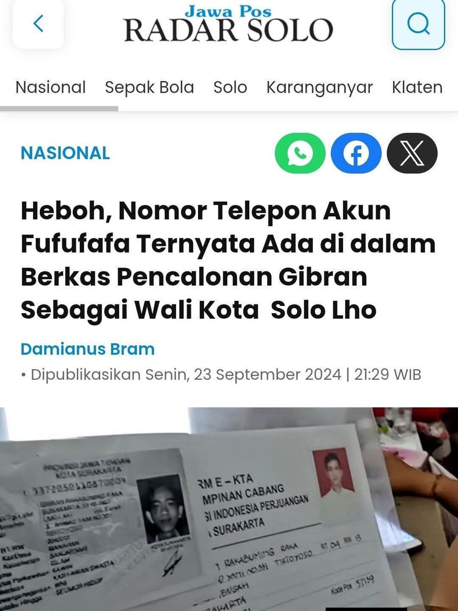 Ochi_Queen09_1's tweet photo. JEJAK DIGITAL BERKAS RESMI PILKADA vs BANTAHAN KOMINFO: Ketika Dokumen Otentik Menolak Lupaโ
BUKTI FORMIL PILKADA SOLO SINGKAP TABIR MISTERI โ๏ธ๐ฅ
Berkas pendaftaran resmi Pilkada Solo 2020 berpasfoto & bertanda tangan itu dokumen formil otentik.
Jejak digital nomor ponsel di berkas itu identik dengan akun yang ramai dibahas, publik berhak menuntut transparansi, bukan sekadar bantahan lisan.
Publik disuguhi bantahan sepihak, tapi dokumen negara dan formulir DPC PDIP berkata lain!
Syarat administrasi calon pemimpin bukan formalitas di atas kertas, tapi cerminan integritas hukum.
PUBLIK BERHAK MENUNTUT TRANSPARANSI, BUKAN SEKADAR BANTAHAN LISAN!
#JejakDigitalFufufafa
