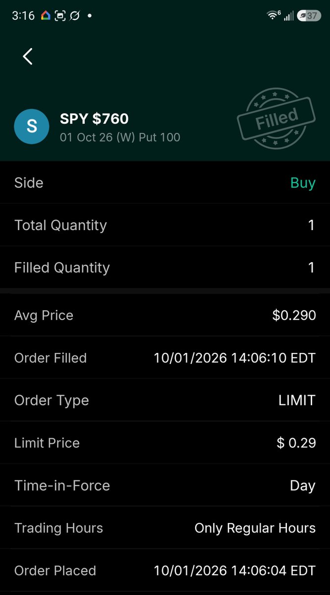 Daily0DTESPX's tweet photo. 🦴 SPY — bought the lottery, came in last

Paid 0.29 for the cheap one. It flickered, then just died. Sold it on the way down. Last ticket in the pile.

#SPY #0DTE #daytrading https://t.co/2OAXzaYyym