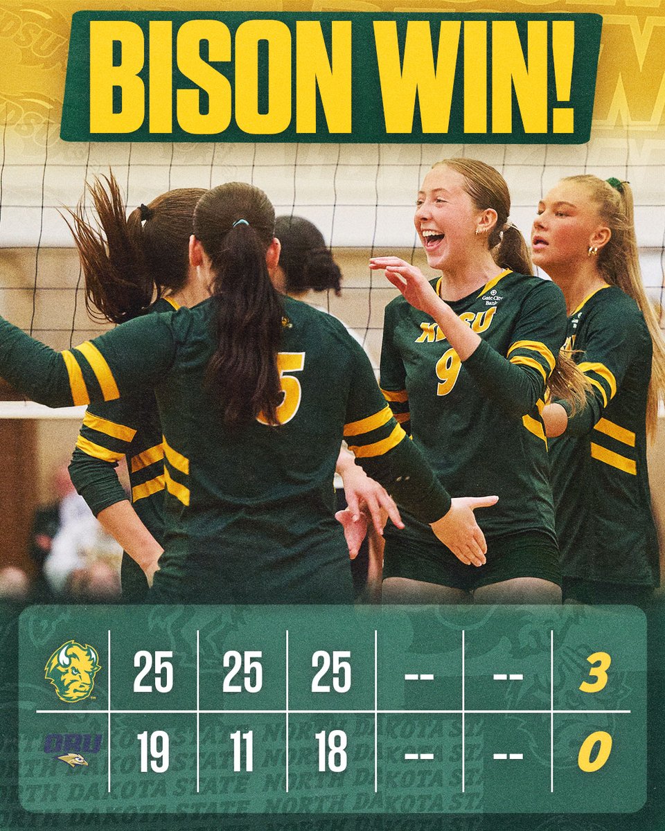 NDSUvolleyball's tweet photo. Sweepin' in Tulsa! 🧹 https://t.co/Yu1hsrkaFo