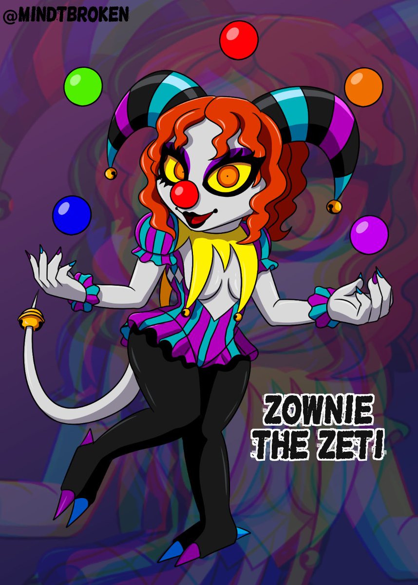 MindTBroken's tweet photo. 🤡🤡ZOWNIE THE ZETI🤡🤡

Unlike most Zetis, she wants to be your friend! Sadly, she tends to scare everyone away, but she discovered she enjoys entertaining them in other ways!

“Heya! Nice to meet you! We’re gonna have so much fun together! Want me to blow up your balloon?” https://t.co/TA0iQWyqR3