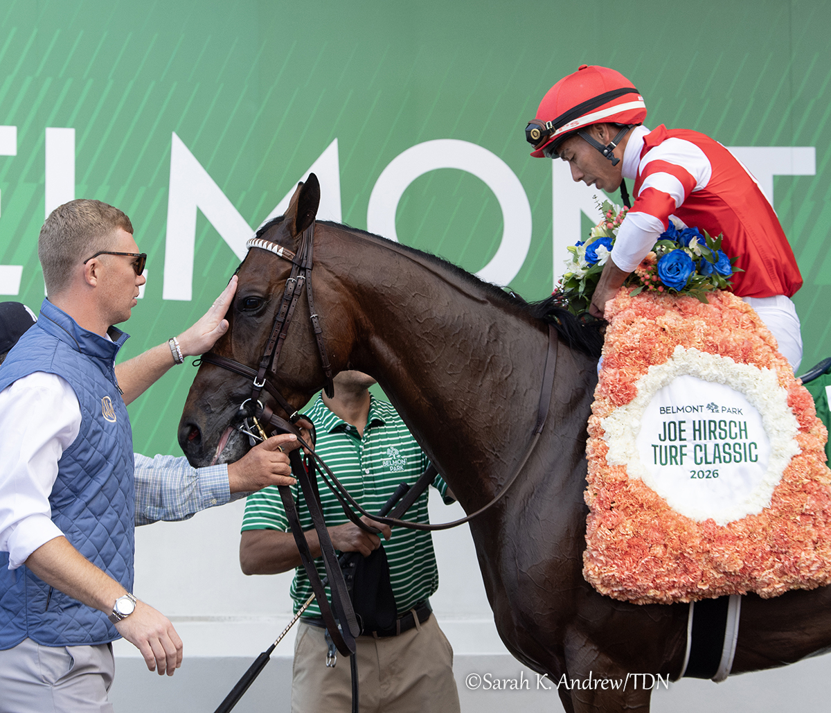 theTDN's tweet photo. MINARET STATION 🏆 The OXO Equine LLC homebred, a 4-year-old son of Instilled Regard, battled to the wire with Far Bridge and ultimately prevailed by a half-length in Thursday's GI Joe Hirsch Turf Classic Stakes at Belmont Park.

It marked a career-first Grade I victory for the colt, and third for his trainer, Will Walden. 

"He's just been the epitome of consistency in the afternoon and in the morning and just couldn't be prouder of him."

Minaret Station, ridden by @jose93_ortiz, improved his record to 4-2-2 from nine career starts with $903,256 earned.

Read more ⤵️