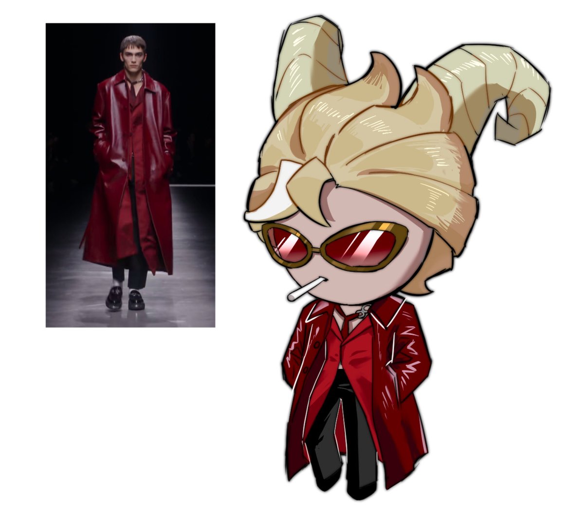 EggStewPlum's tweet photo. #ovensmash 
服装是gucci秀场来的、一直想看看他适不适合红色的装扮……。 https://t.co/fRF0nXT5jM