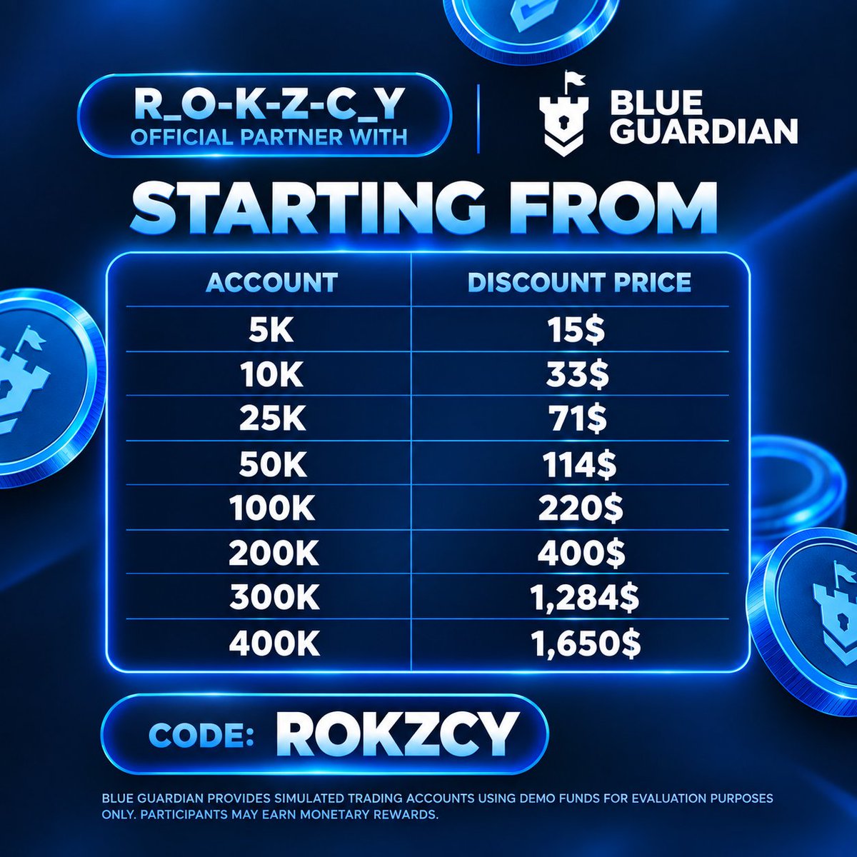 R_O_K_Z's tweet photo. TRADE BIGGER WITH @BlueGuardiancom

Looking for a prop firm built around flexibility and fast payouts? @BlueGuardiancom gives traders access to:

🔥 Up to 90% Profit Split
💰 Funding up to $400K
⚡ Fast Payouts — approved payouts processed rapidly
📊 Multiple Account Models— Instant, 1-Step & 2-Step
💻 Multiple Platforms — MT5, TradeLocker & Match-Trader

You could also get a starter $5k account for just $11 here : https://t.co/7gOmAsZYBR

Whether you’re a scalper, swing trader or intraday trader, there’s an account model to fit your style.

Trade your strategy. Prove your edge. Get funded.

👉 Check out Blue Guardian and start your funding journey: https://t.co/TPzpqkX8VR

Use my code ROKZCY for 25% discount
