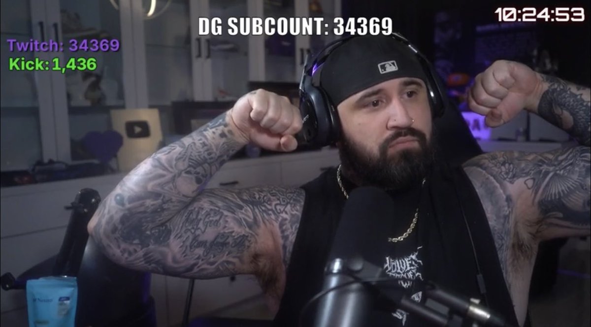 DGthe99's tweet photo. Officially 34K subs on @twitch not including over 10k poured out to my Headliner RP community directly on camera. In all this server is right under 80k Subs on @Twitch yeah we call next. Do you see me now? FEAR THE GULT https://t.co/Ovi1kYCGYC