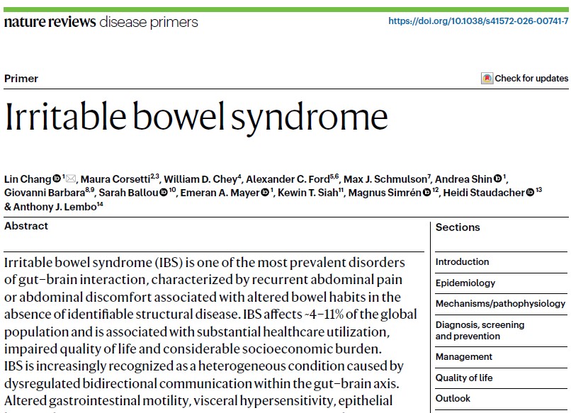 UCLAGIHep's tweet photo. 🔥Overview of #IBS 🔖 @DiseasePrimers  includes biology of gut–brain interactions, updated Rome V diagnostic criteria, current dietary, medication &amp; behavioral treatments &amp; emerging microbiome research &amp; precision medicine may shape the future of IBS care. https://t.co/gIuEmNIrLI https://t.co/4P9fbWoD0I