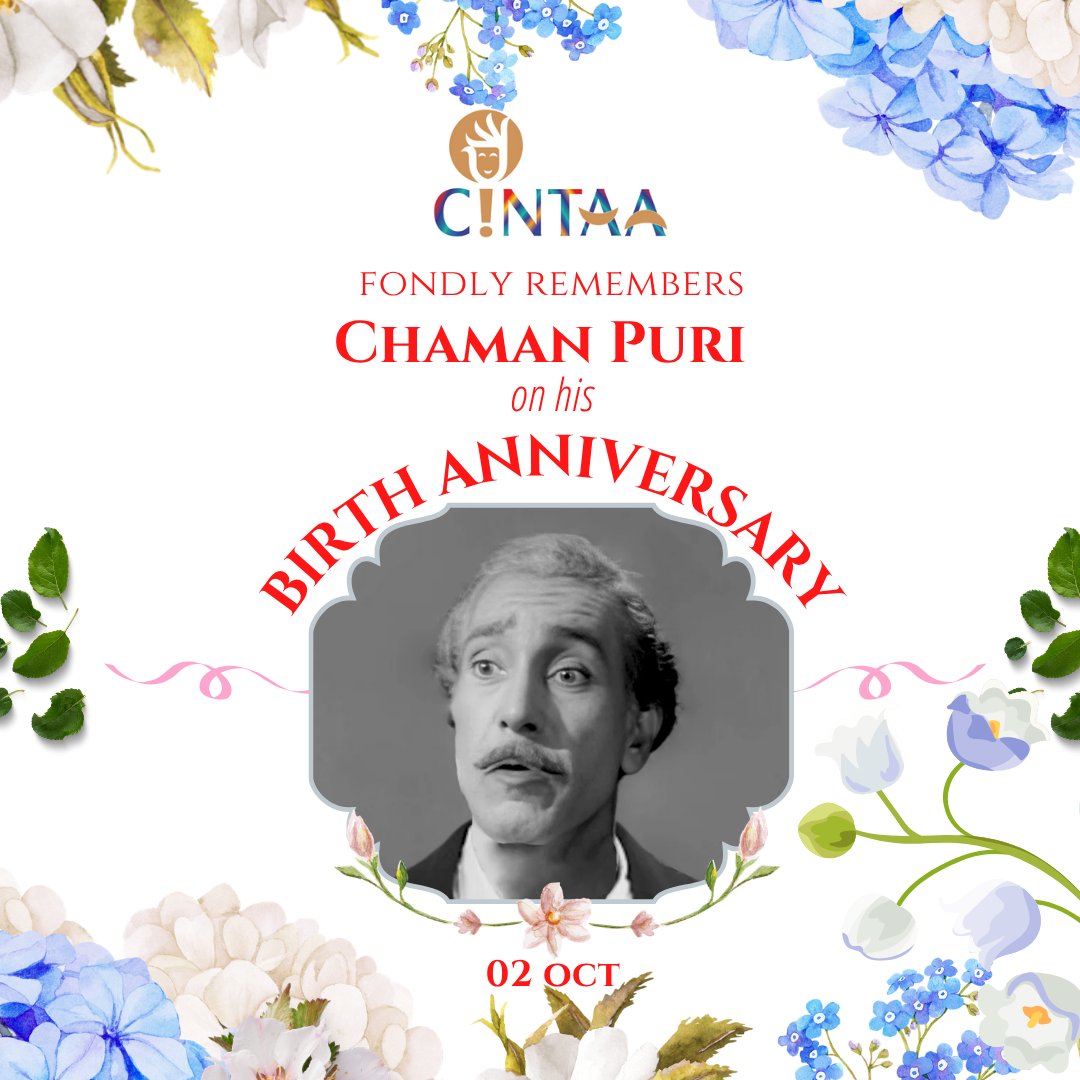 CintaaOfficial's tweet photo. #cintaa fondly remembers Chaman Puri on his #BirthAnniversary (2 Oct) 

@poonamdhillon @itsupasanasingh @bolbedibol @iyashpalsharma @RonitBoseRoy https://t.co/wmJAMt2Dy0