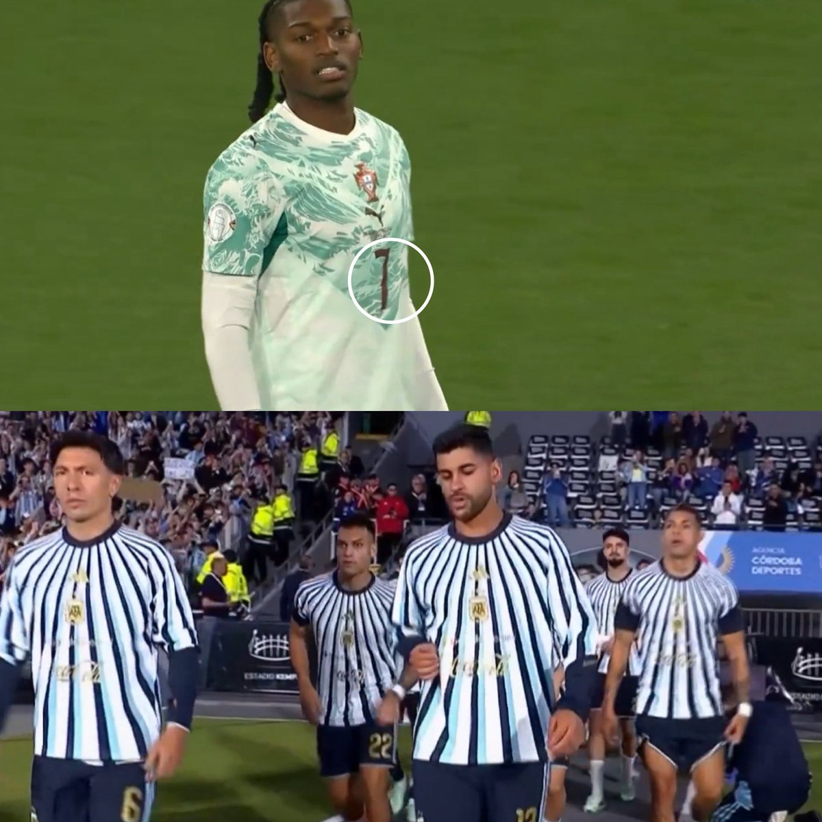Juezcentral's tweet photo. Ayer, Argentina salió a la cancha sin Lionel y pronto el "10" tendrá otro dueño.

Hoy, Portugal estuvo sin Cristiano y ya Rafa Leao lleva el mítico 7.

Se acerca el final. Y no estamos preparados. https://t.co/XGdljSu9RW
