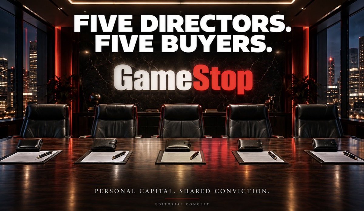 MorgenHatton's tweet photo. 🚨 @GAMESTOP’S ENTIRE BOARD HAS NOW PUT MONEY BEHIND THE COMPANY.

Nat Turner just purchased 10,462 shares for $254,540.

That makes FIVE out of FIVE directors buying $GME in less than a month:

@ryancohen  @larryvc  Alain Attal. James Grube. @natsturner 

Let that sink in.

Every person on the board overseeing GameStop’s strategy has recently committed additional capital to its shares.

Cohen has been buying by the millions of dollars. Cheng bought over $1 million. Attal, Grube and Turner each made purchases worth hundreds of thousands.

The significance goes beyond the dollars: the conviction reaches every seat at the table.

These purchases put more of their wealth on the same side of the outcome as shareholders.

My read? That is a powerful vote of confidence in the business they’re helping build.

GameStop’s entire board has given shareholders something concrete to judge them by:

Their own money on the line.

Five directors. Five buyers. One company. 

$GME 🚀 🌖