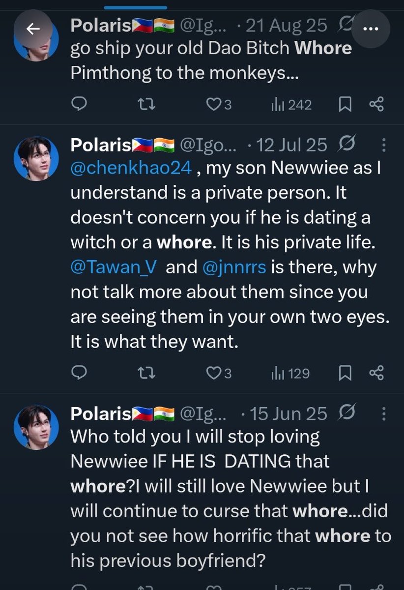 usojin_'s tweet photo. Igorotaaki acts like an angel defending Newwiee from all the nasty comments about his relationship but you were the one calling Dao an “old whore” yourself🤣🤣🤣 https://t.co/CrUS4jGHor
