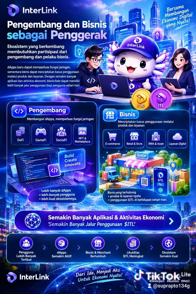 Suprapt59801861's tweet photo. Ekosistem berkembang butuh partisipasi pengembang & bisnis dApps baru perluas fungsi jaringan bisnis ciptakan use case via produk & layanan. Makin banyak app & aktivitas ekonomi, makin banyak jalur guna blockchain bagi user sehari-hari
#InterLink #ITL #ITLG #Developers #Busines https://t.co/1xRngvcn9K