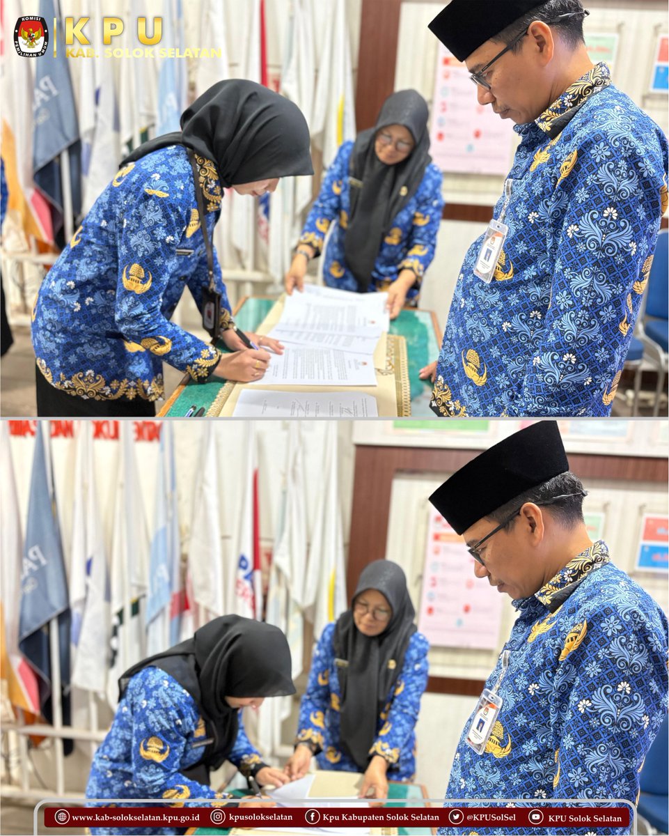 KPUSolSel's tweet photo. #TemanPemilih, Kamis, 1 Oktober 2026, menjadi momentum penting bagi keluarga besar KPU Kabupaten Solok Selatan. Sebanyak 5 orang Pegawai Negeri Sipil (PNS) di lingkungan KPU Kabupaten Solok Selatan resmi dilantik dan diambil sumpah/janji sebagai PNS.-- https://t.co/RykqLPc07g
