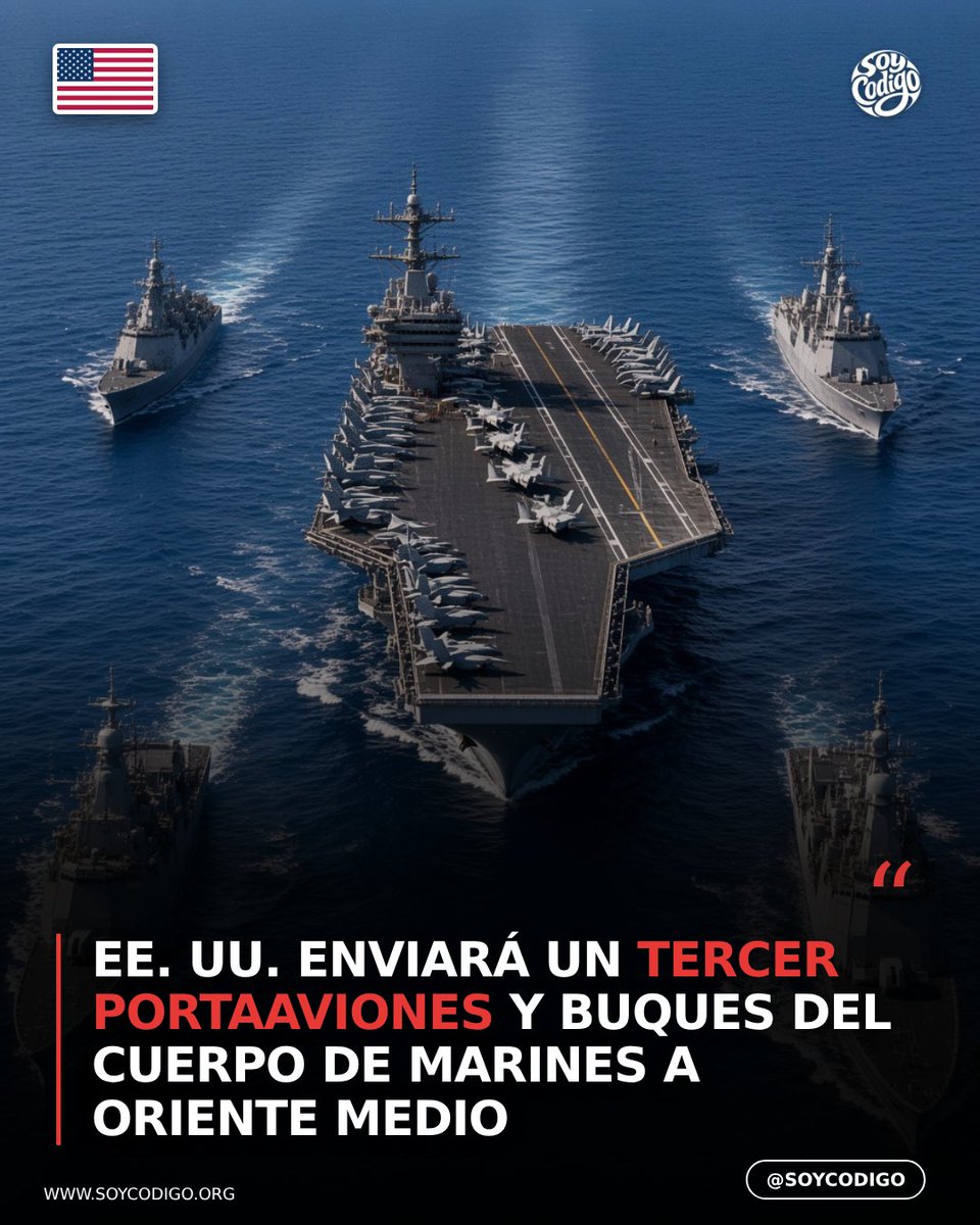 CodigoCreator's tweet photo. EE. UU. enviaría otro portaaviones a Oriente Medio. La estimación de efectivos varía entre reportes y el Pentágono no confirmó públicamente el rango. #OrienteMedio #Geopolítica https://t.co/XtoNyFaj3M