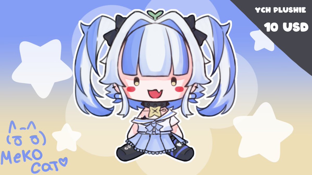 MekoCattt's tweet photo. Friendly reminder that I have $10 YCH plushie commissions open! 💙
#Vgencommissionㅤ #Vgen https://t.co/YTVlP9k2vT