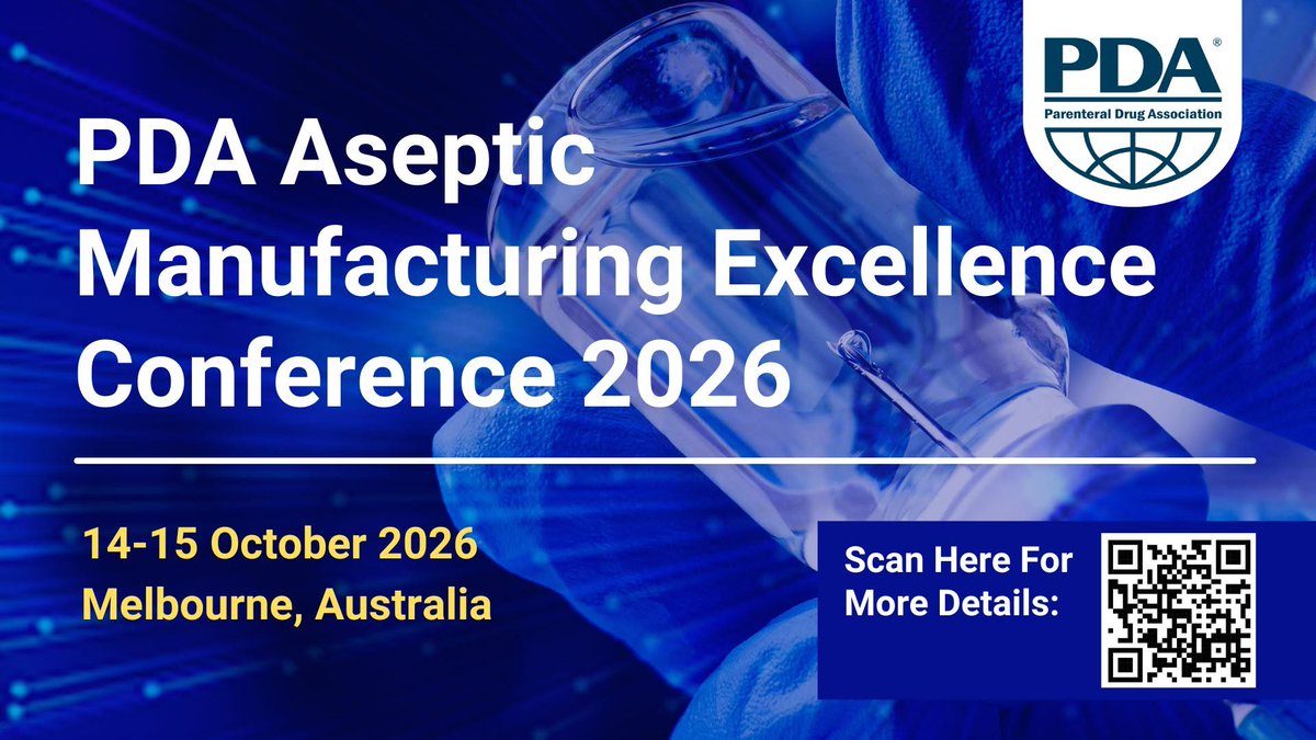 ColdPlatform's tweet photo. Join industry experts, regulators, quality professionals, and manufacturers at the PDA Aseptic Manufacturing Excellence Conference 2026. 

📍Pullman East Melbourne, Australia
 📅14-15 October 2026
Register: https://t.co/y5zaGD7Dn1

#PDA #GMP #Annex1 #Pharma #Quality https://t.co/WhKMXrlfc2