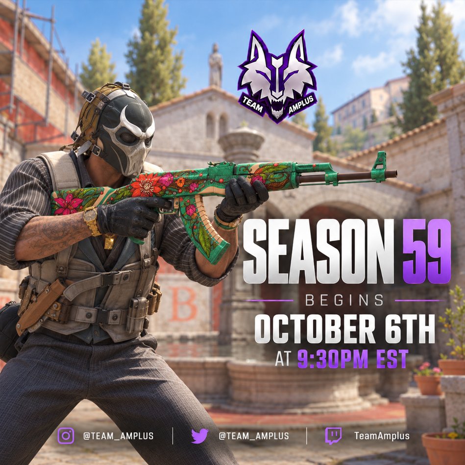 Team_Amplus's tweet photo. GET READY FOR THE RETURN!! Season 59 of #eseamain beings next Tuesday, live at https://t.co/nPy8pEWzrB!! Be there or be square...👿

#StayAmplus #StayAmplus #esea #esports #cs2 https://t.co/sQrI22ERjl