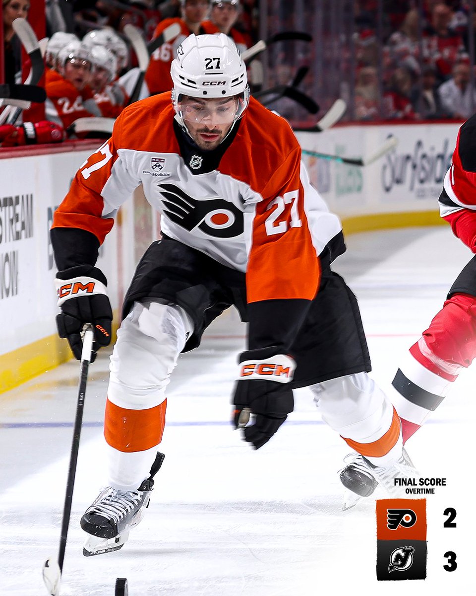 NHLFlyers's tweet photo. Final in OT. #PHIvsNJD https://t.co/Dxozaa7wBx