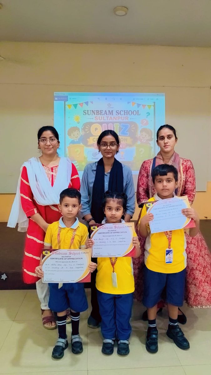SunbeamSLN's tweet photo. A Quiz Competition was organized today at Sunbeam School Sultanpur for the students of KG-I and KG-II. Our little learners participated enthusiastically and showcased their knowledge and confidence. It was a fun-filled and enriching learning experience for all. https://t.co/2w1ej7Poyc
