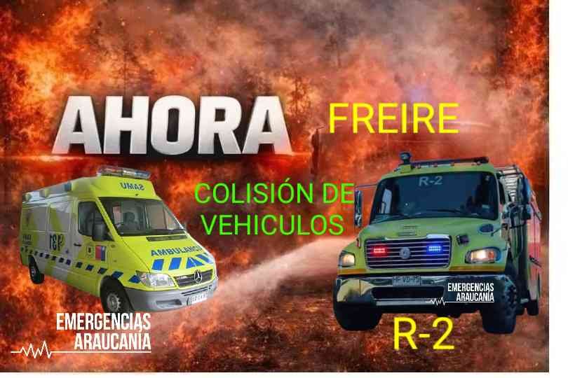VasquezHerargem's tweet photo. Cuerpo de Bomberos de #Freire 🚒R-2, Samu y Carabineros proceden 🔟-4️⃣-1️⃣ colisión frontal de vehículos menores, Ruta #Freire__Villarrica puente Allipén https://t.co/v8ERzy8sSg