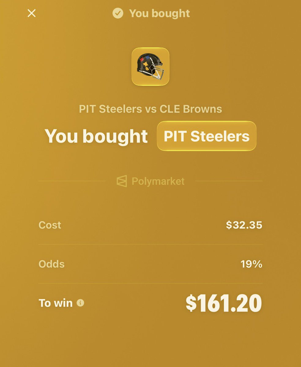MailMannBets's tweet photo. steelers moneyline live bet @Polymarket https://t.co/TqTa06dLRM