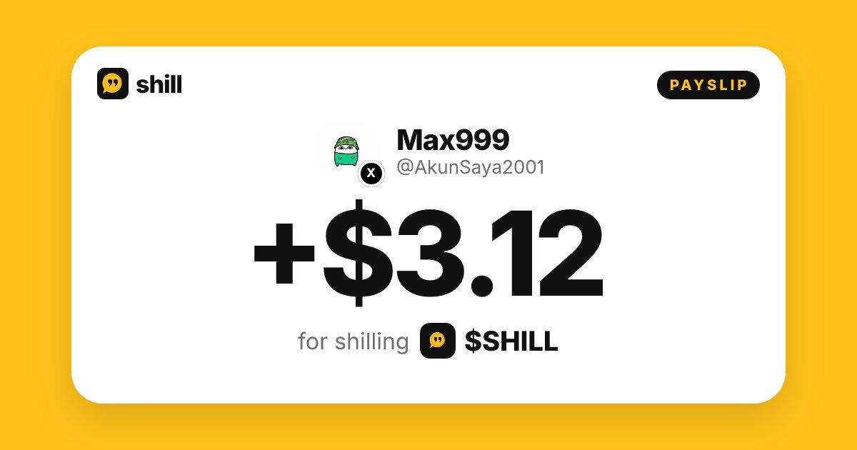 AkunSaya2001's tweet photo. This is a very good project and has been proven to pay off $SHILL thank you
@shillmoneyrh 
For those who haven't yet, you can join in too.
1. connect your Twitter
2. You have to hold 10,000 tokens.

ca: 0x93cff6dc0cf59680b8d85b9f3312a24bf1a7c1d8

#Web3Wallet #CryptoPayment https://t.co/GsYXzrKhrX