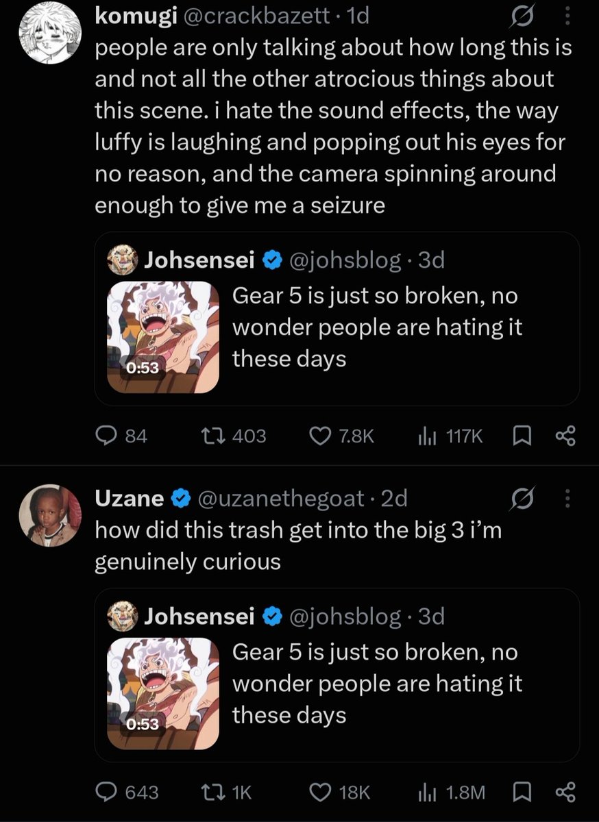 PascalShibui's tweet photo. The hate this show get's is genuinely not normal some of this shit are not even critism it's just pure stupid takes, All these over a one minute clip 🤦🏾‍♂️. https://t.co/avEuPCvqns
