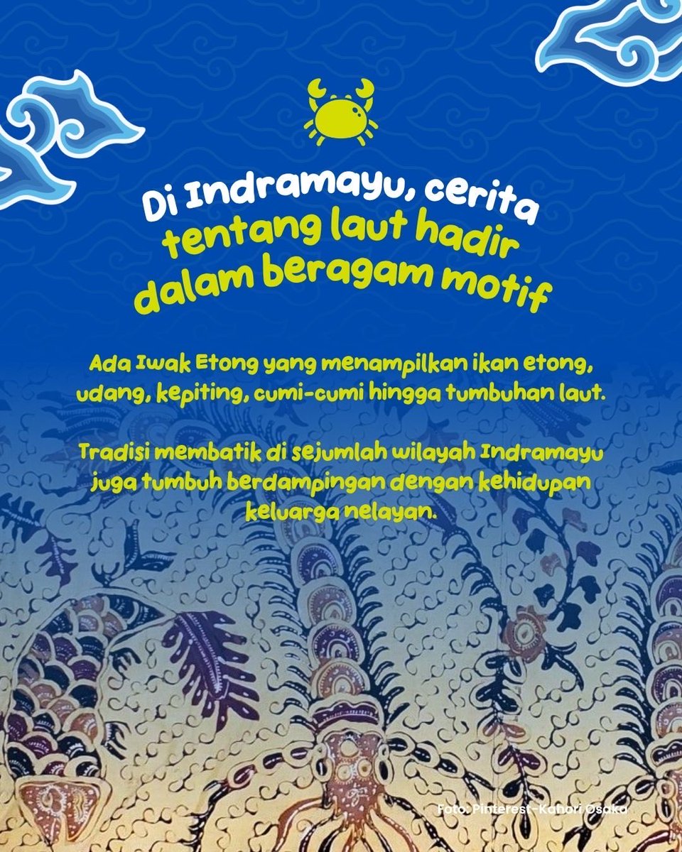 kkpgoid's tweet photo. Di balik indahnya selembar kain batik, tersimpan cerita tentang kekayaan bahari nusantara.

Sahabat Bahari, laut tidak hanya menghidupi kita lewat hasil sumber daya ikannya yang melimpah, tetapi juga menginspirasi lahirnya karya seni yang luar biasa. https://t.co/m7joV4dooH