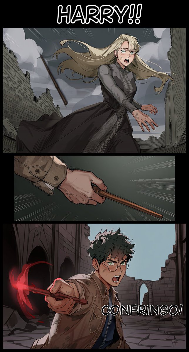 theexileddraco's tweet photo. Love Reaches Out

Harry is alive! 
And in the moment of the stunned silence, the Dark Lord facing down the Boy Who Continues to Live, a voice cries out to Harry and gives him her wand back! https://t.co/M6G8dlTLgM