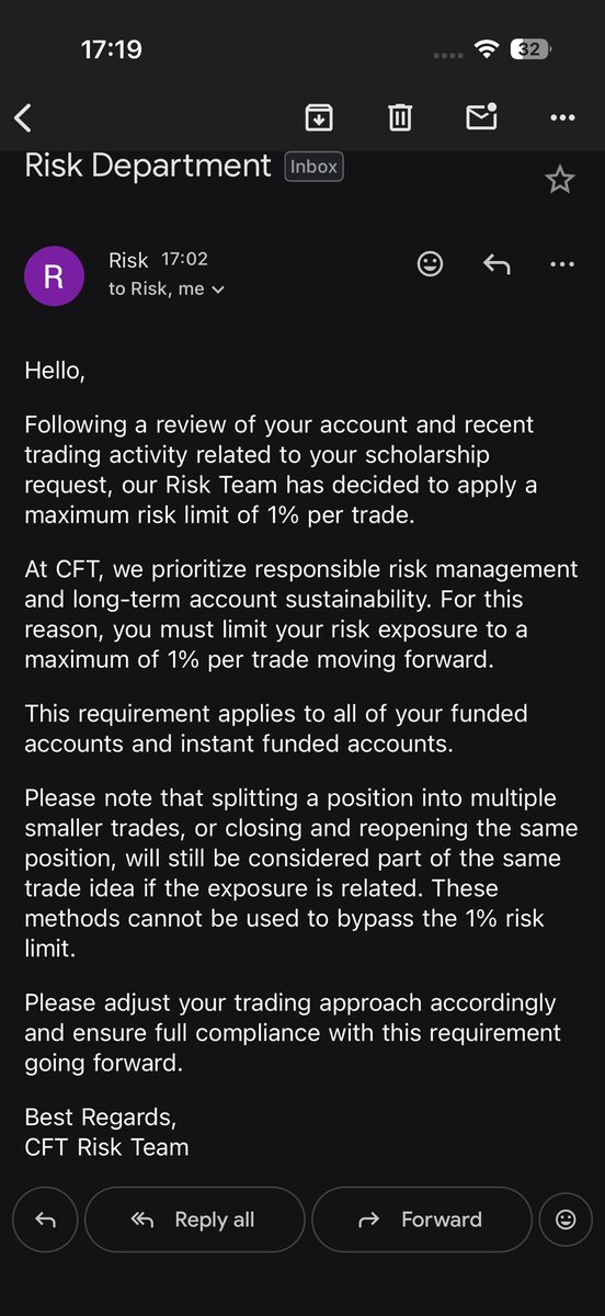 HF17Trades's tweet photo. Another payout, another banger 💰

@CFTradercom has been another great prop firm to me because of their simple rules and great transparency.
They recently made payouts instant, and that's a great change with all the new on-chain prop firms in the industry.
I personally received this payout pretty fast, in less than 5 hours, but before that I needed to attend an interview for a previous payout I was waiting on.
The interview went pretty smooth and the guy I had it with was pretty nice. I got an answer after 3 days, maybe because the interview was right before the weekend and their team was off.
I received a 1% risk per trade restriction, only on funded, which is not even that bad when I know there was a prop firm that banned me just because I requested a total of 5K in payouts, and they came up with the most stupid reason. But that's another topic, which I might talk about in the future.
Anyways I'm pretty glad @CFTradercom is legit and such a nice prop firm. I obviously don't like the 1% risk restriction since it doesn't give my setups much space to breathe, but I can live with that and I'll definitely keep trading with them!
I recommend them to traders who are looking for more prop firms.

P.S. At checkout you can use code "Match" for 10% off, and if you get a payout from an account bought with this code, you can request a free account with the same size and add-ons from Match. Really worth it in my opinion.