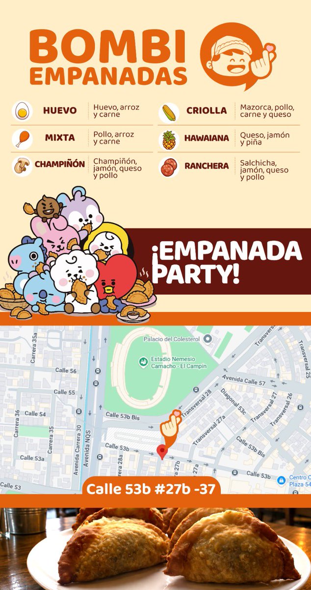 nbc2pm's tweet photo. Les agradecería que por favor compartan, mi hermano tiene un negocio de empanadas cerca al Campin y estará abierto claramente para las army y personas que asistan al concierto. Incluso tendrá abierto hasta dos o más horas después de este🥺 gracias por apoyar su emprendimiento ❤️‍🩹 https://t.co/QVRXc2NmfQ