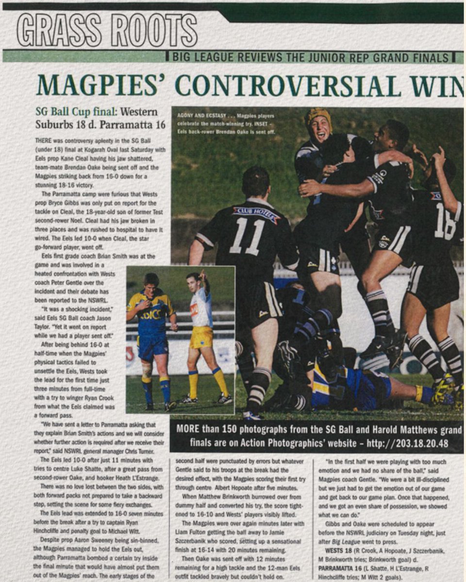 westsmagpies's tweet photo. Flashback Friday - Grand Final Edition ⚫⚪ 

The 2002 SG Ball Grand Final included some huge names in Rugby League. With the likes of Bryce Gibbs, Ryan Hoffman and Liam Fulton for Wests and Feleti Mateo for Parramatta, it was always going to be a game for the ages. https://t.co/G9228Pctyt