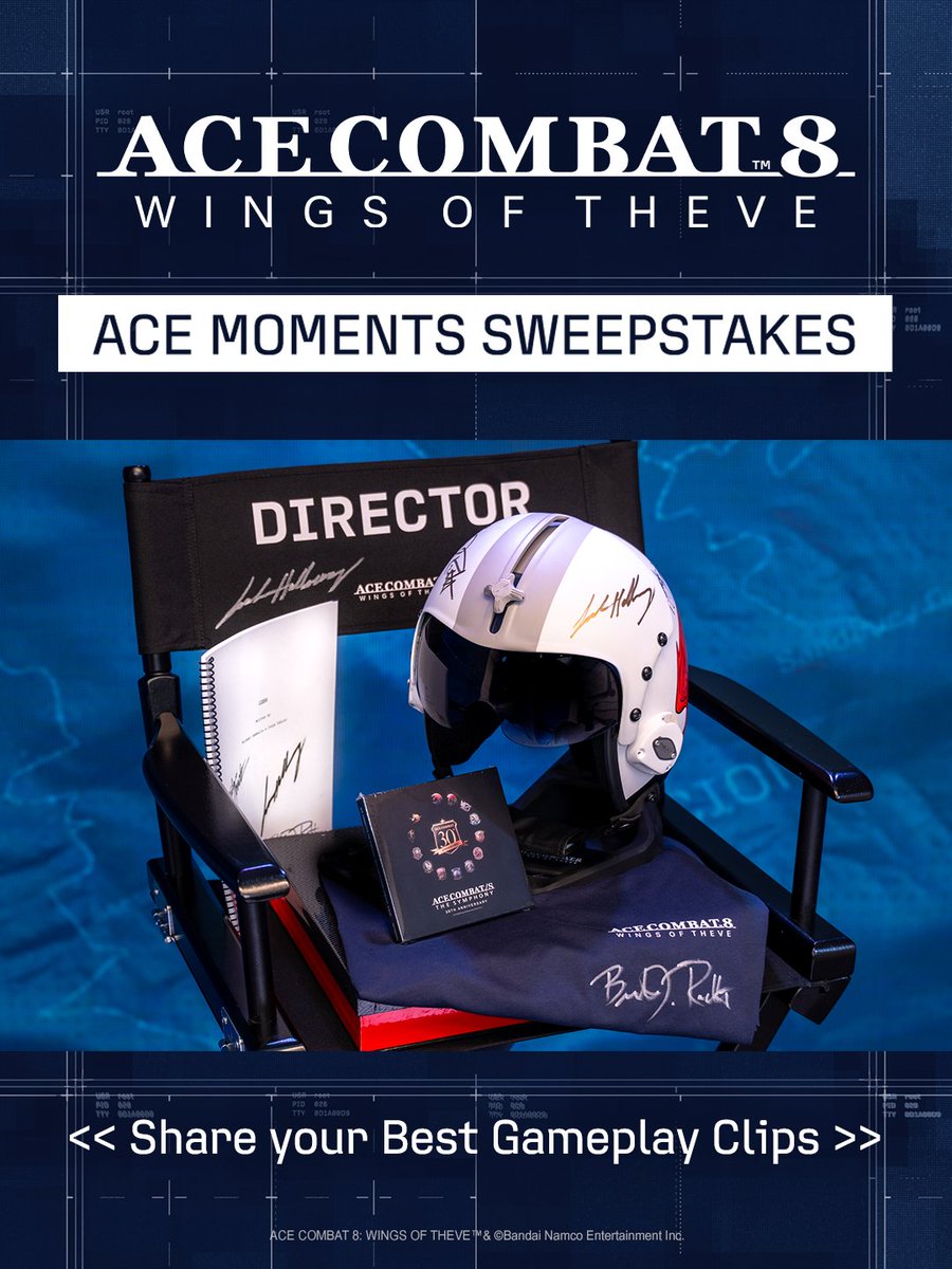 BandaiNamcoUS's tweet photo. Do you have what it takes to be a true ACE Pilot? Enter the ACE COMBAT 8: WINGS OF THEVE “ACE Moments Sweepstakes” for your chance to win incredible ACE COMBAT prizes!

Show the world you’re an ACE Pilot ready for any mission. We’ll be randomly selecting ACE Moments to win fantastic prizes from the set of ACE COMBAT 8: HOUR ZERO and the 30th Anniversary Concert Series.

Full rules and entry here: https://t.co/fGgyX1CjXm