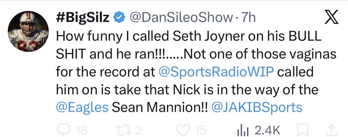htownpa's tweet photo. @JohnMorganESQ @forthepeople

Morgan sponsors this !  
A proven racist and misogynist who repeatedly spouts these racist, bigoted items. 

He is so jealous of @SportsRadioWIP and @BobLangeEagles @eagles he cannot help himself 

Morgan supports this vulgarity and discrimination https://t.co/lj6sq3PTRP