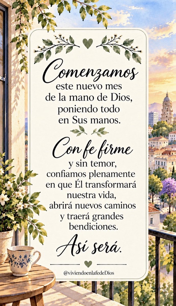 Viviendoenlafe1's tweet photo. 💌 Mensaje de fe para comenzar este nuevo mes con fortaleza, confianza y la certeza de que Dios abrirá nuevos caminos y traerá grandes bendiciones. 🤍✨

#ViviendoEnLaFeDeDios #FeYConfianza #DiosEsFiel https://t.co/r9jcwuFMnS