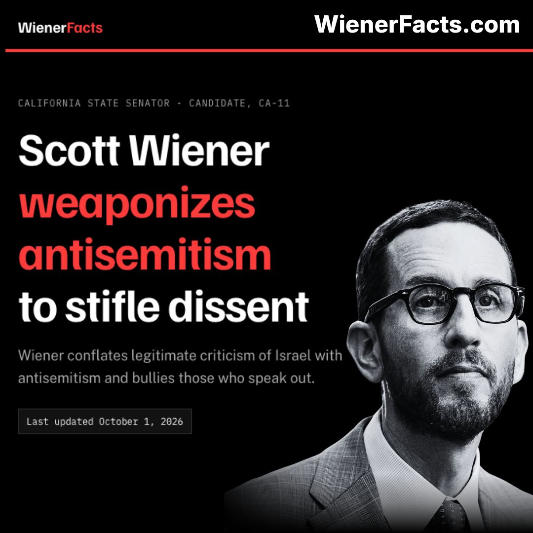 TrackAIPAC's tweet photo. #CA11 candidate Scott Wiener weaponizes antisemitism to stifle dissent.

Read Scott's record at https://t.co/cmEXoIoF02 https://t.co/T2STAHvETA