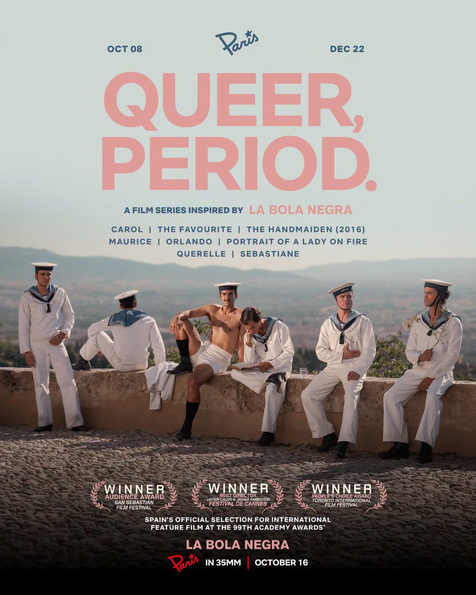 LaBolaNegraHQ's tweet photo. Javier Calvo and Javier Ambrossi have curated a special film program at the Paris Theater in New York for the U.S. release of La Bola Negra, featuring 8 queer period films including The Favourite and Portrait of a Lady on Fire. Starting Oct 8th. https://t.co/EbnHu4QW6o