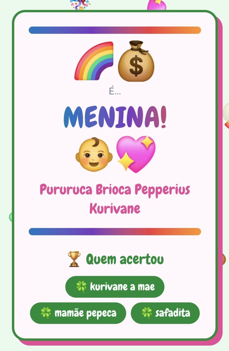 acervonichinho's tweet photo. É MENINA! 

Pode vir Pururuca Brioca Pepperius Kurivane 🍀🌸🇮🇪 https://t.co/KGvtBlfN7Q