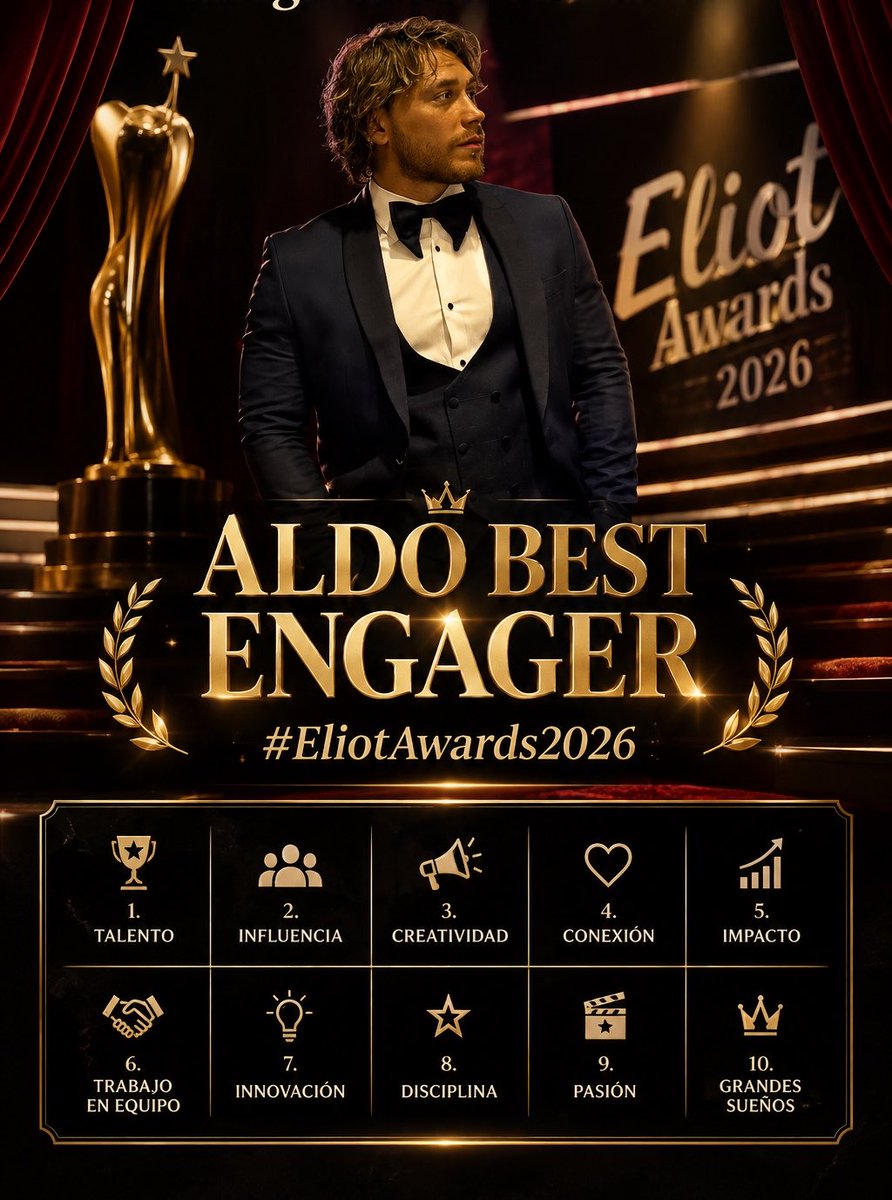 StudioAldron8's tweet photo. Iniciamos tendencia✨

Aldo está nominado en una de las categorías en los premios @EliotMedia donde esperemos que sea el ganador✨

Palabra + frase + #

ALDO BEST ENGAGER
#EliotAwards2026 https://t.co/DZgYPe4svv