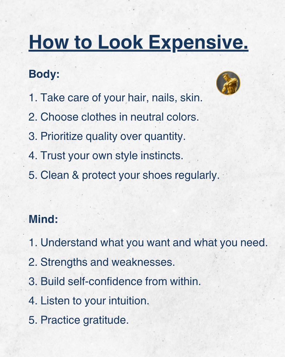 Mindsetmatter_'s tweet photo. How to look expensive. https://t.co/lUWUPy1rdA