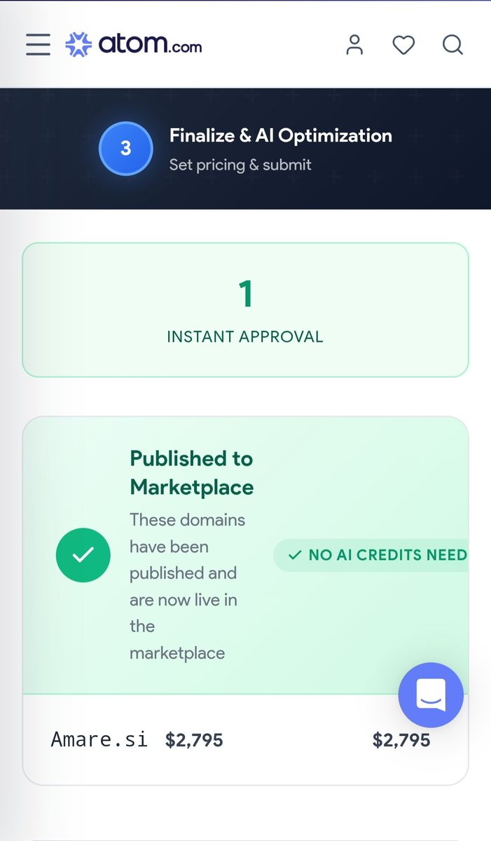 S_Wong17's tweet photo. @atomHQ Awaiting the nameserver switch from Dynadot to Atom, thereafter you will be able to buy at BIN price 10% lower $2795. https://t.co/kMGsYYxUEy