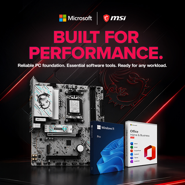 LeaderComputers's tweet photo. MSI motherboards + Windows 11 Pro and Microsoft Office Home &amp; Business. 

Reliable PC foundation. Essential tools. Ready for any workload.

#MSIMotherboard #Windows11Pro https://t.co/rDPfCENMJm