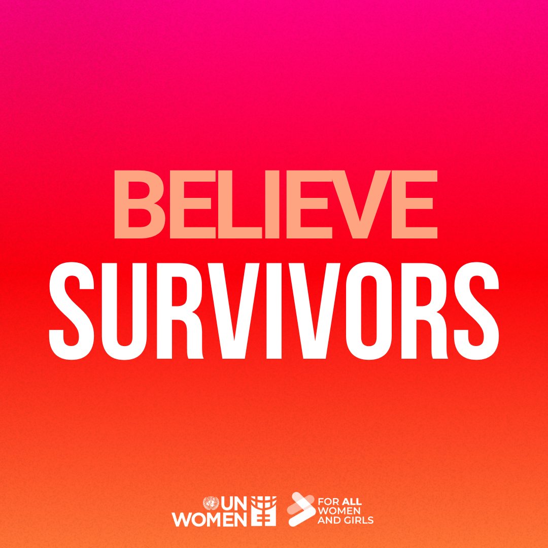 UN_Women's tweet photo. Belief is not something survivors should have to earn.

Break the silence. Believe survivors. Bring perpetrators to justice.

There's #NoExcuse not to.

#ForAllWomenAndGirls https://t.co/59YirDZW6K