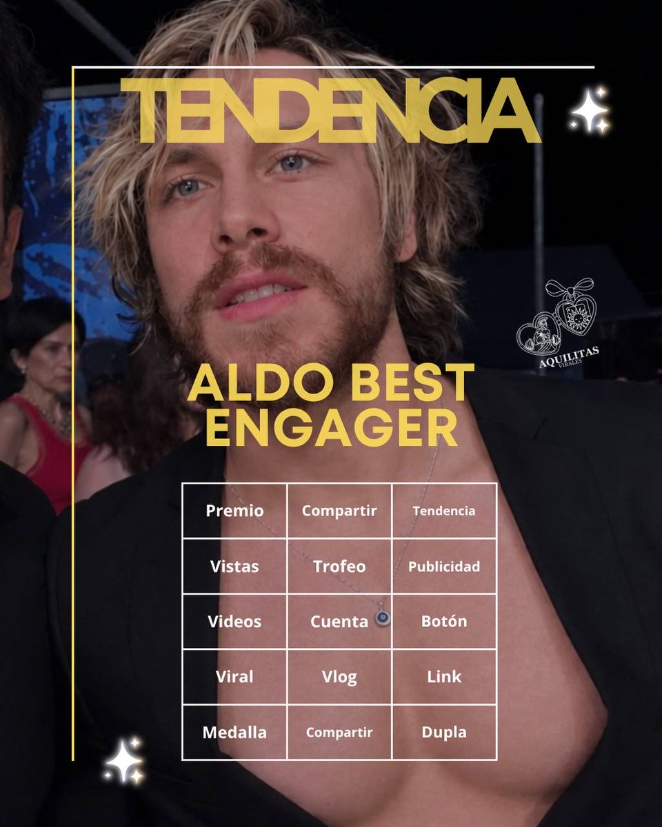 aquilitasviral_'s tweet photo. Iniciamos tendencia por la nominación de Aldo en los Eliot Awards 2026: 

ALDO BEST ENGAGER #EliotAwards2026 

Comenta cada una de las palabras de la tabla + la tendencia

Recuerda no usar emojis o números. 

Dar RT para llegar a más personas!  #AldoTDeNigris #AquilitosViral https://t.co/qtOxViok2D
