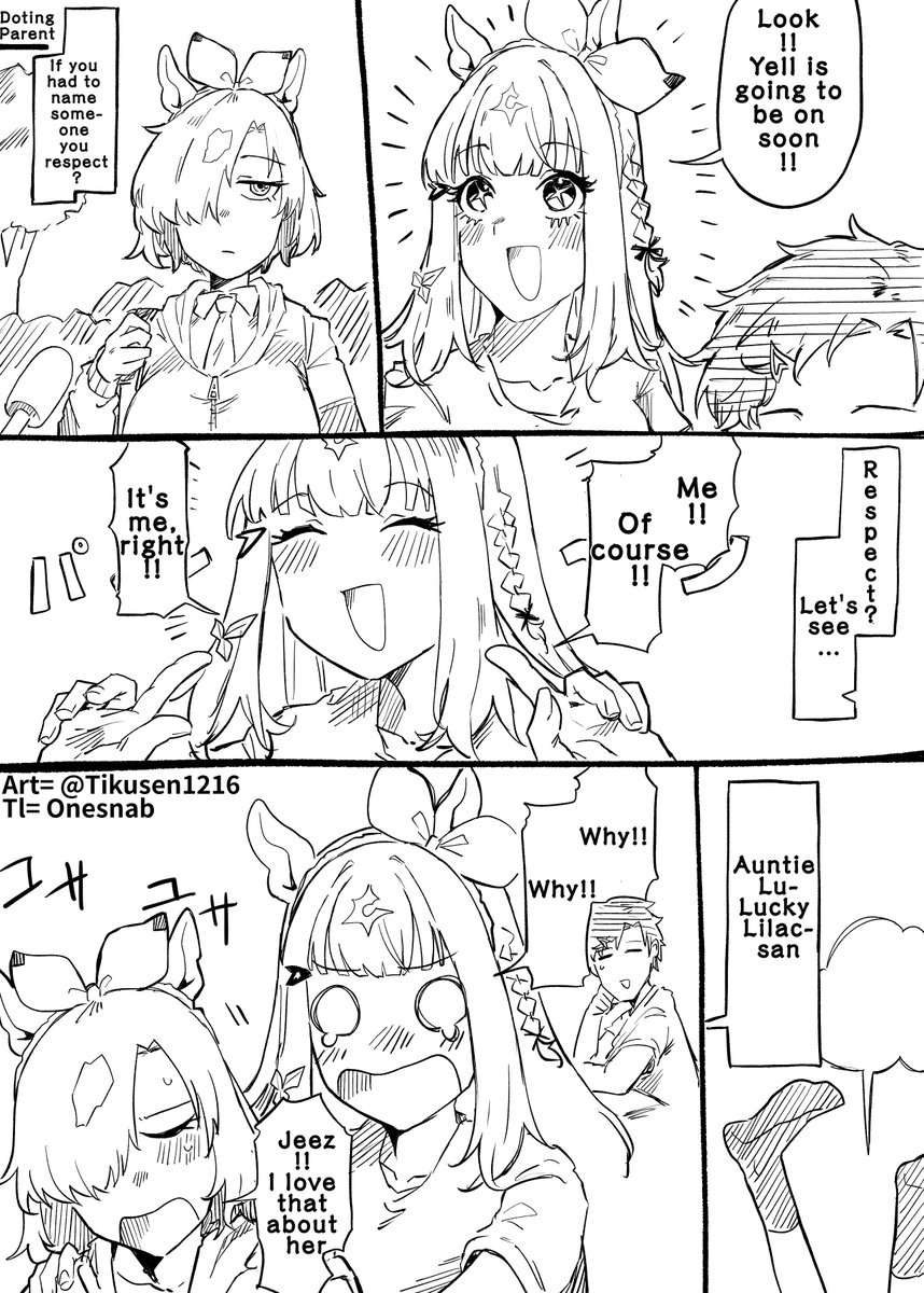 01s_nab23's tweet photo. Art by = @Tikusen1216
TL:EN
"Her parent is so great that feelings of awe and fear are stronger than those of respect"
#ウマ娘 #Umamusume #ウマ娘英訳 #UmaTranslations https://t.co/AU3AEscpH2